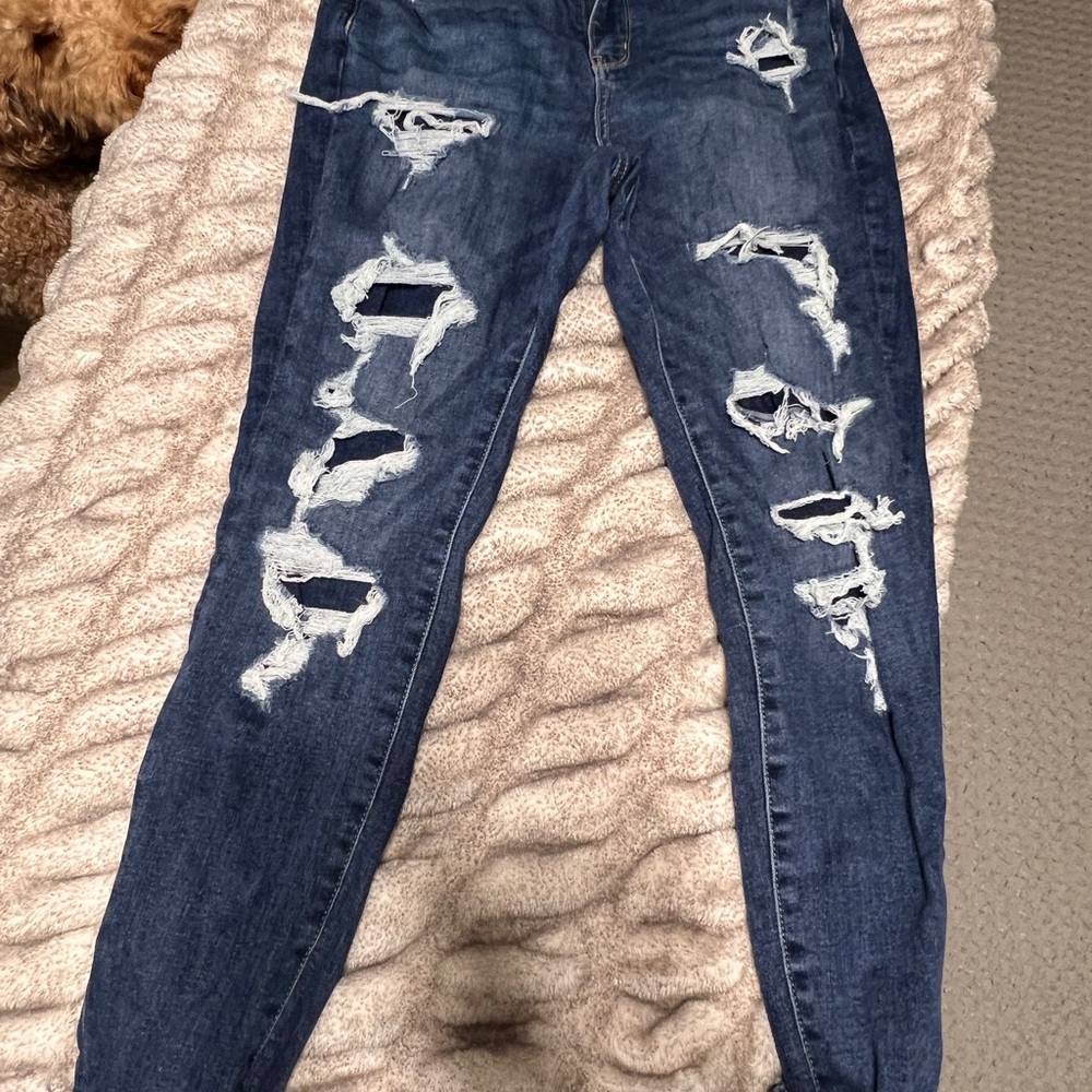 American Eagle Outfitters Blue Boyfriend Jeans Distressed
